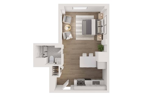 Studio  Sunset/City View (B) at The Nest at Lincoln Park West, Chicago Illinois